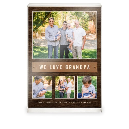 Rustic Label Acrylic Block, 5x7, Brown, wood