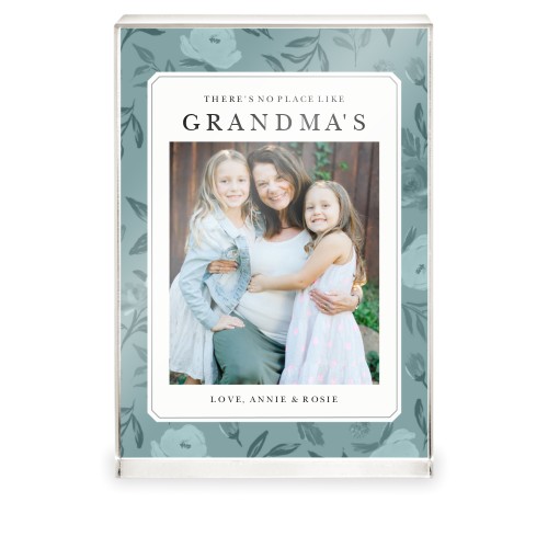 Floral Love Acrylic Block, 5x7, Blue, rain