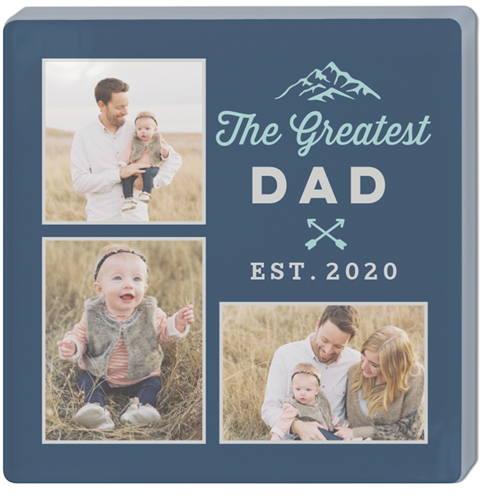 Greatest Dad Watercolor Acrylic Magnet, 3x3, Blue