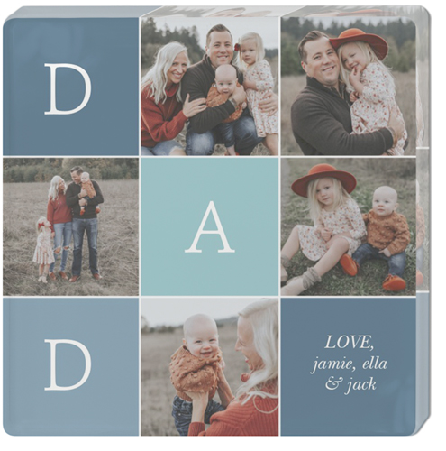 Modern Dad Block Collage Acrylic Magnet, 3x3, Blue