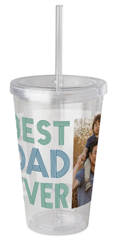 Best Dad Ever Peek-A-Boo Acrylic Tumbler with Straw, 16oz, Green