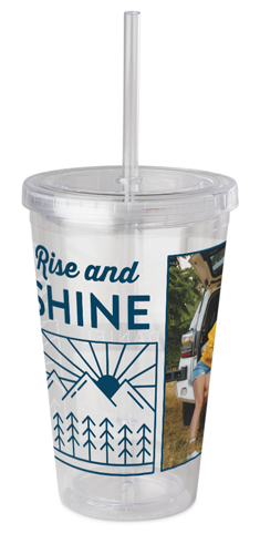 Rise and Shine Peek-A-Boo Acrylic Tumbler with Straw, 16oz, Blue