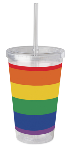 Pride Flag Acrylic Tumbler with Straw, 16oz, Multicolor