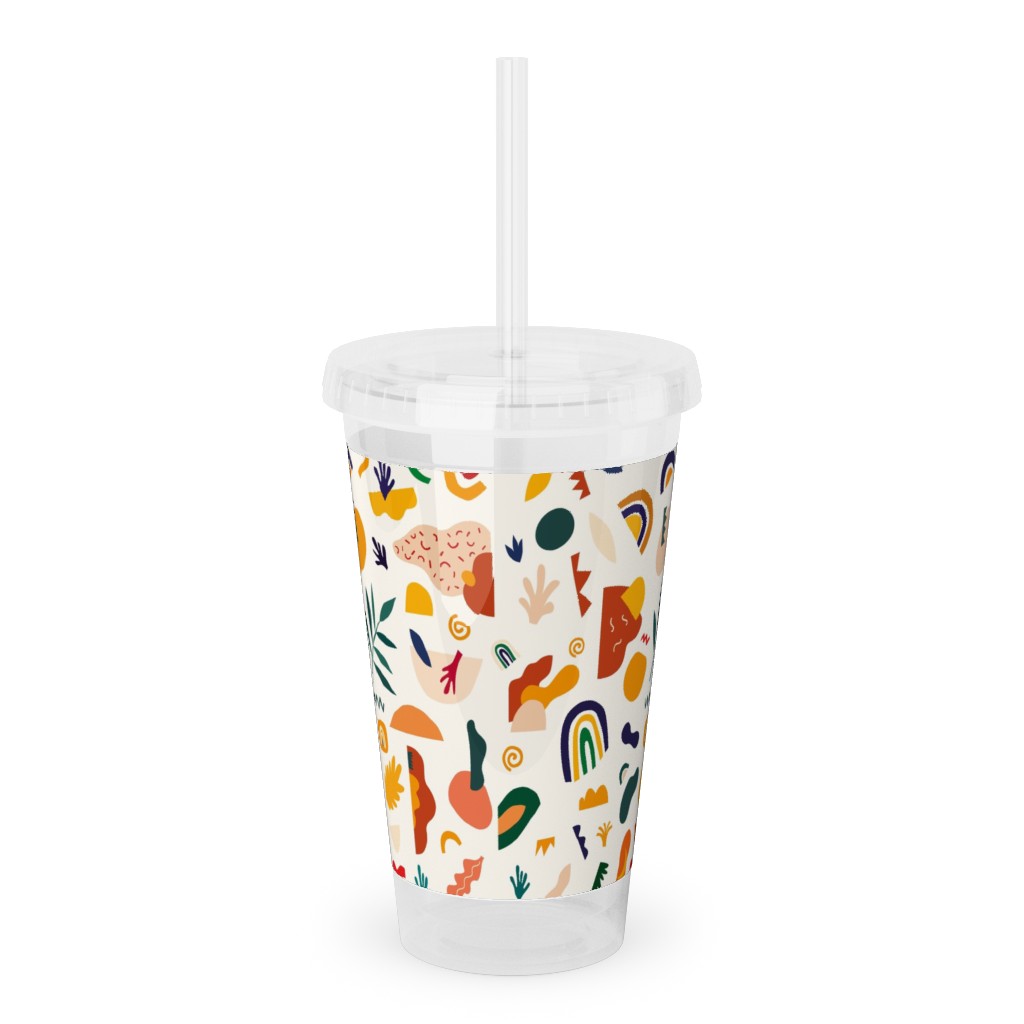 Seamless - Multi Acrylic Tumbler with Straw, 16oz, Multicolor