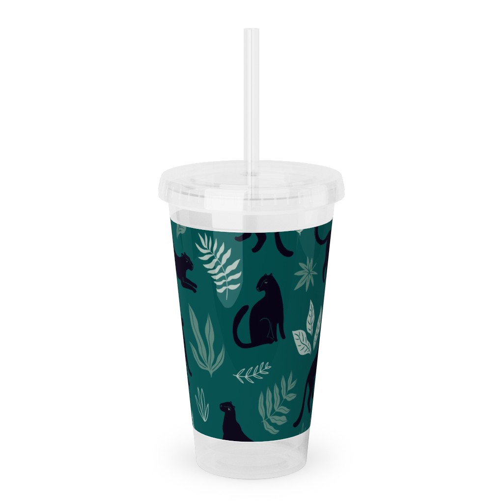 Black Panthers - Emerald Acrylic Tumbler with Straw, 16oz, Green