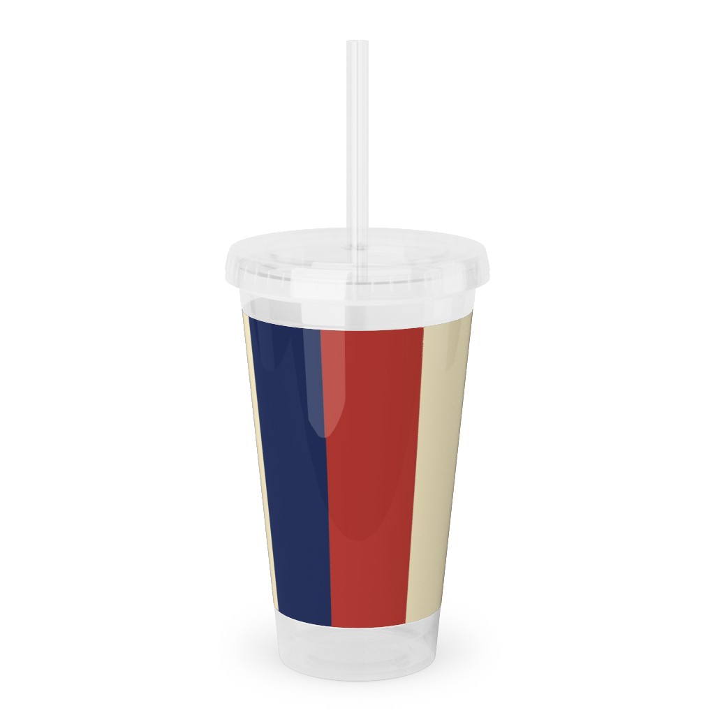 Camping Stripe Vertical - Multi Acrylic Tumbler with Straw, 16oz, Multicolor