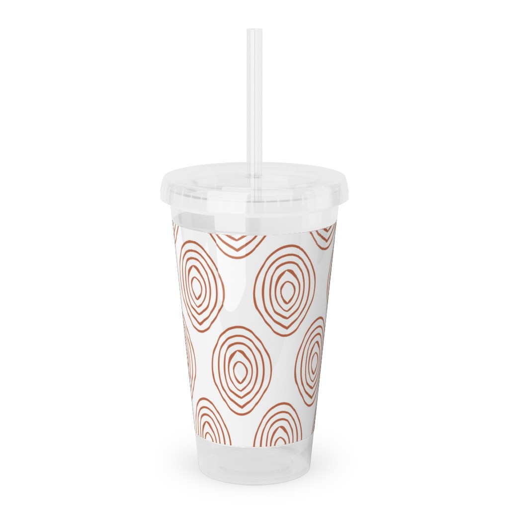 Abstract Circle - Terracotta Acrylic Tumbler with Straw, 16oz, Brown