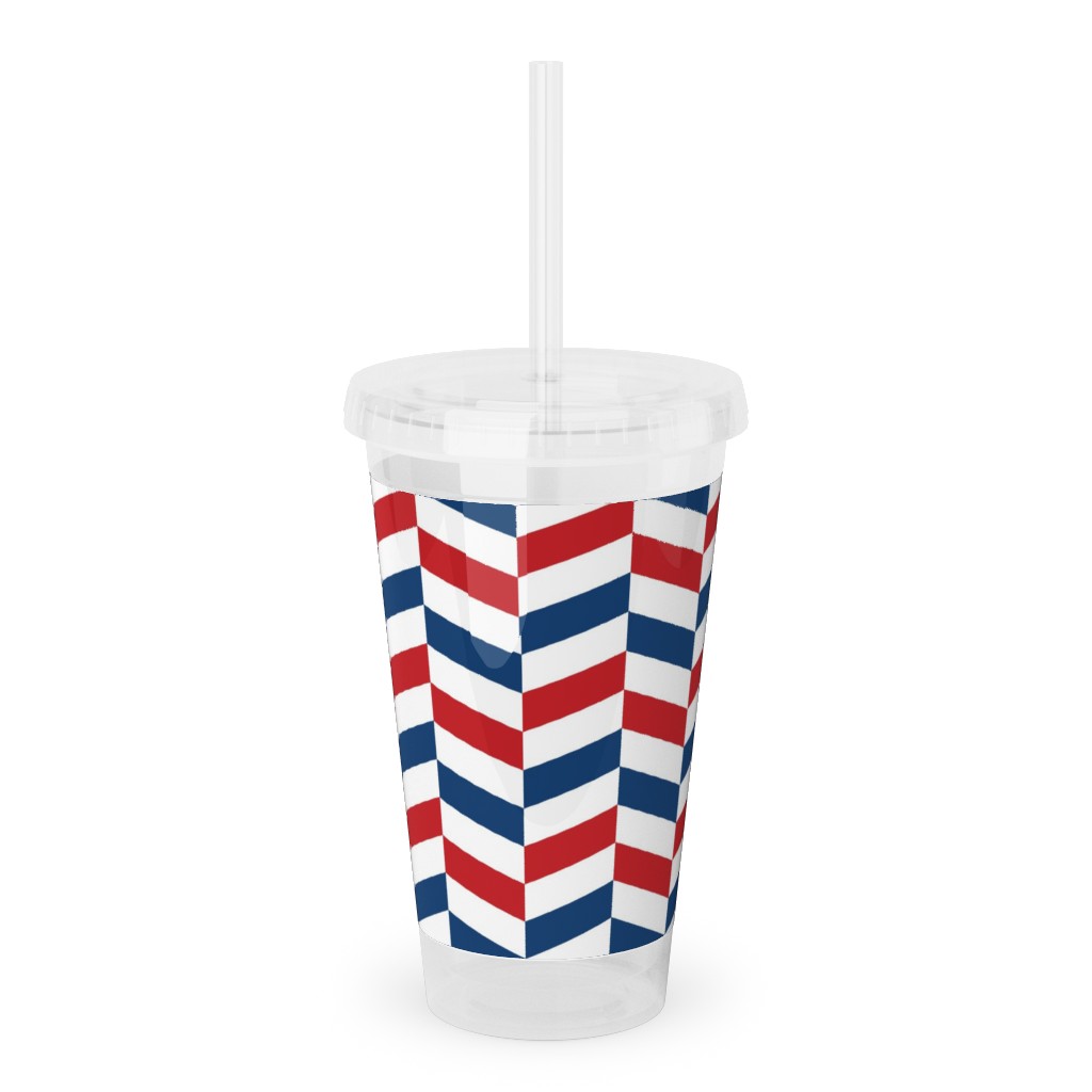 American Stripes - Multi Acrylic Tumbler with Straw, 16oz, Multicolor