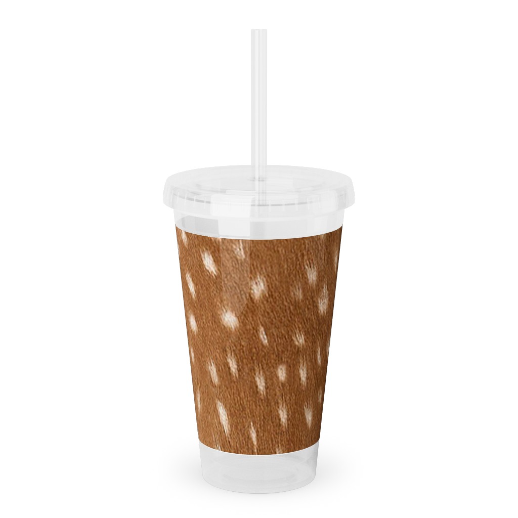 Bright Deer Hide- Brown Acrylic Tumbler with Straw, 16oz, Brown