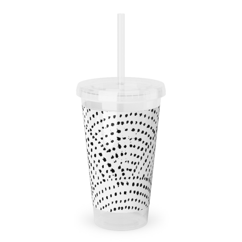 Ink Dot Scales Acrylic Tumbler with Straw, 16oz, White