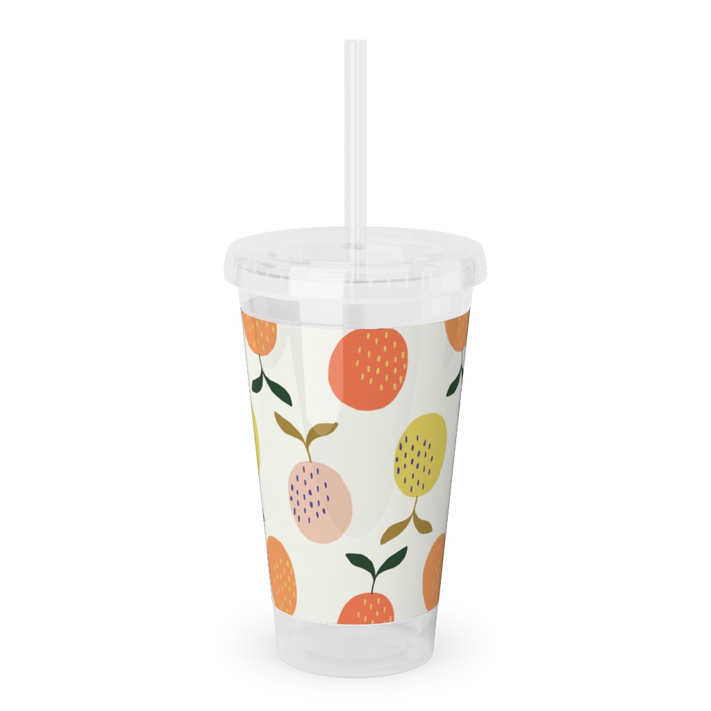 Little Oranges - Multi Acrylic Tumbler with Straw, 16oz, Orange