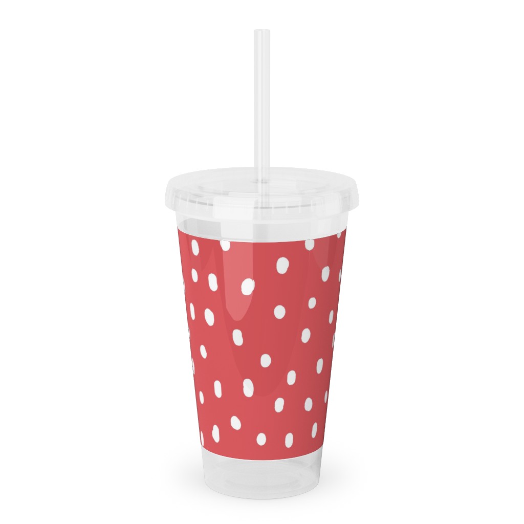 It's Snowing Acrylic Tumbler with Straw, 16oz, Red
