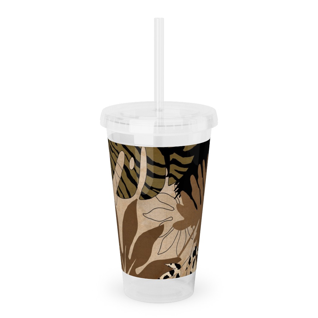 Safari Camouflage - Earthy Acrylic Tumbler with Straw, 16oz, Brown