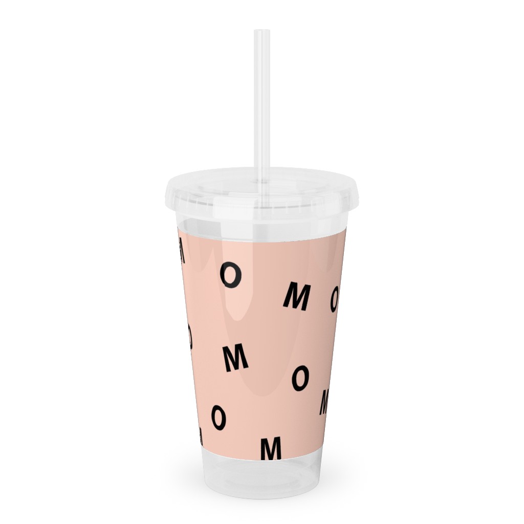 Sweet Mom Typography - Pale Nude Acrylic Tumbler with Straw, 16oz, Pink