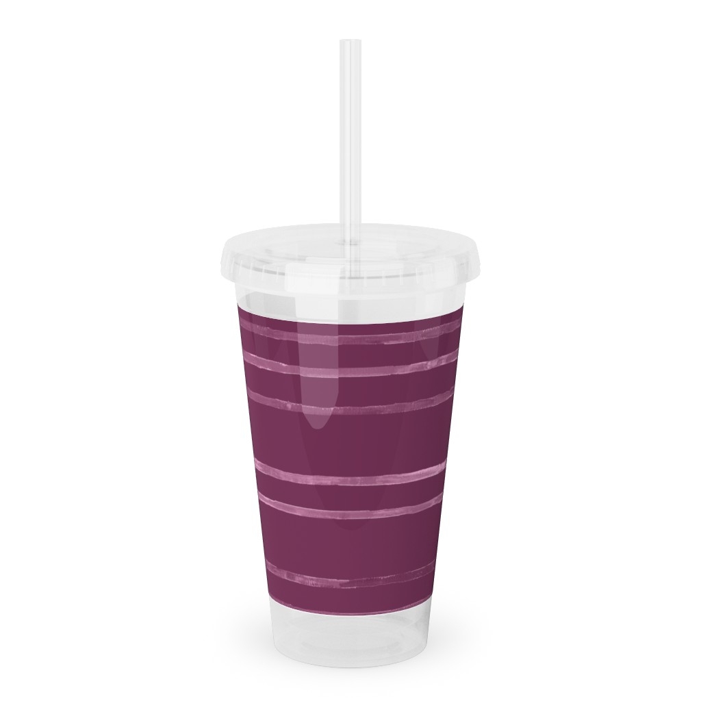 Take Flight Stripe - Rasberry Acrylic Tumbler with Straw, 16oz, Purple