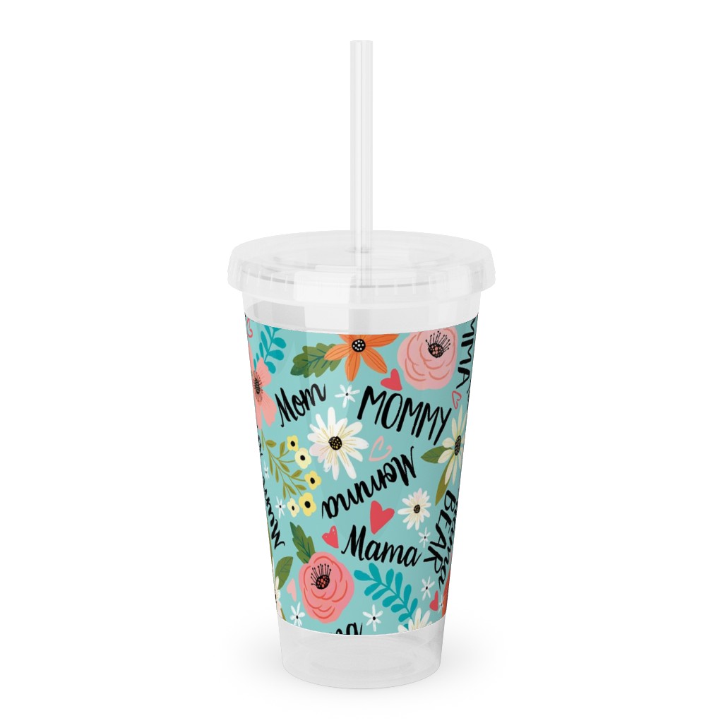 Mom's the Word - Multi Acrylic Tumbler with Straw, 16oz, Blue