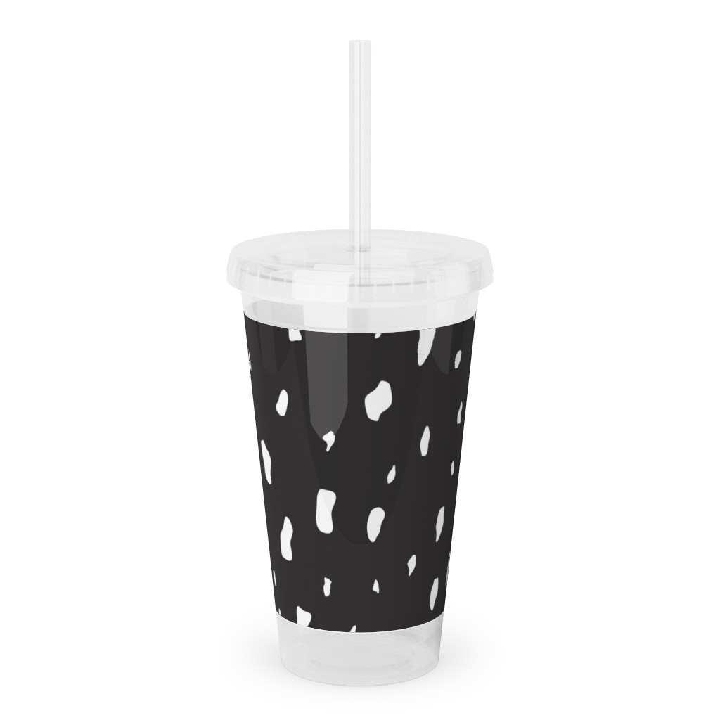 Chipped - Black and White Acrylic Tumbler with Straw, 16oz, Black