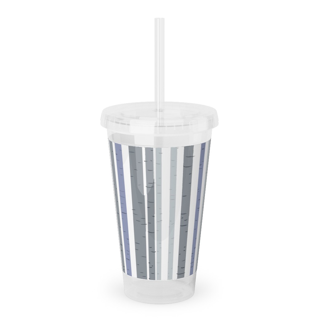 Wooded Aspens - Gray Acrylic Tumbler with Straw, 16oz, Gray