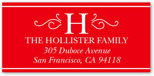 Monogram Expression Address Label, Red, Matte