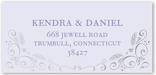 Whimsical Scrolls Address Label, Purple, Matte, Lilac