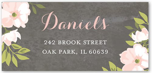 Beautiful Bouquet Address Label, Pink, Matte, Cement