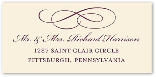 Timeless Calligraphy Address Label, Red, Matte