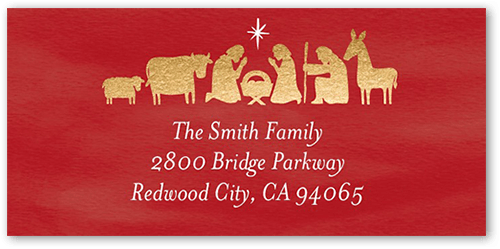 Peaceful Nativity Address Label, Red, Address Label, Matte