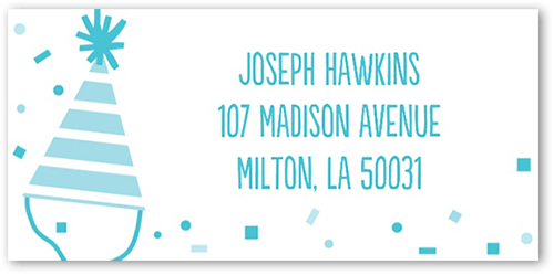 Happy Confetti Boy Address Label, Blue, Address Label, Matte