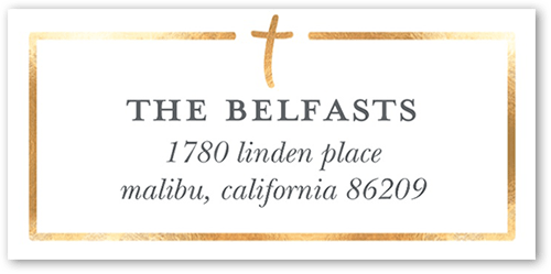 Crossed T Address Label, White, Address Label, Matte