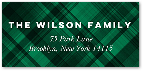 Joyful Tartan Address Label, Green, Address Label, Matte