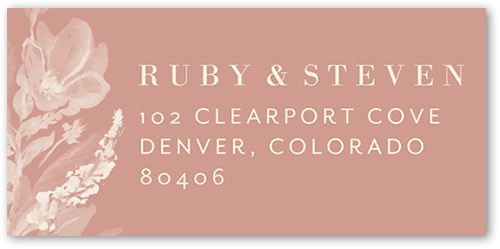 Dusty Blooms Address Label, Pink, Address Label, Matte, Desert Rose