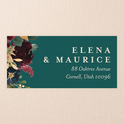 Bouquet Garland Wedding Address Label, Green, Address Label, Matte, Seaweed