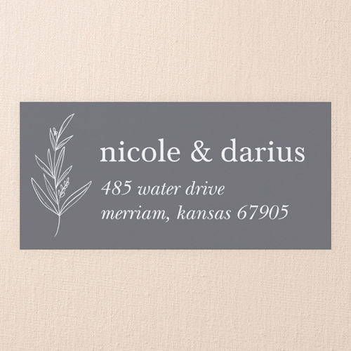 Sweet Leaf Wedding Address Label, Grey, Address Label, Matte