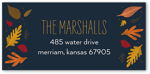 Falling Fronds Address Label, Blue, Address Label, Matte, Navy