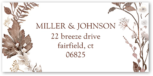 Framed In Foliage Address Label, Brown, Address Label, Matte