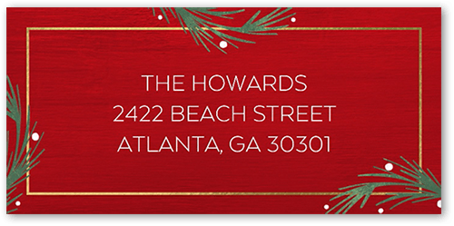 Art Deco Evergreen Address Label, Red, Address Label, Matte, Red