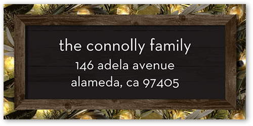 Rustic Evergreen Lights Address Label, Grey, Address Label, Matte, Charcoal