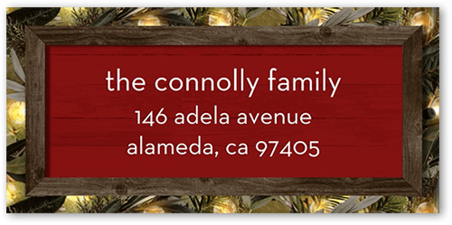 Rustic Evergreen Lights Address Label, Red, Address Label, Matte, Red