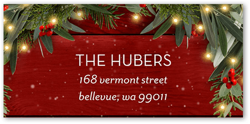 Wreath Topped Address Label, Red, Address Label, Matte