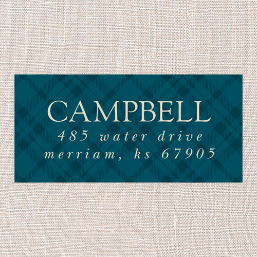 Plaid Picture Grid Address Label, Blue, Address Label, Matte