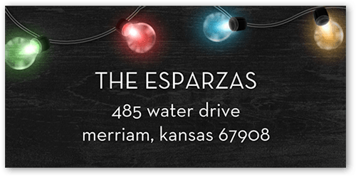 Colorful Bulb Lights Address Label, Black, Address Label, Matte, Black