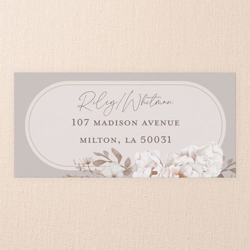 Full Bloom Wedding Address Label, Gray, Address Label, Matte