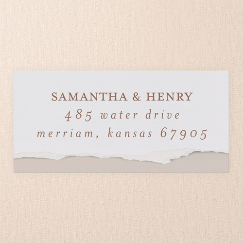 Torn Edge Wedding Address Label, Beige, Address Label, Write Your Own Greeting, Matte