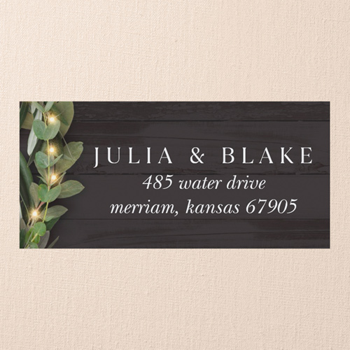 Wooden Wonders Wedding Address Label, Black, Address Label, Matte