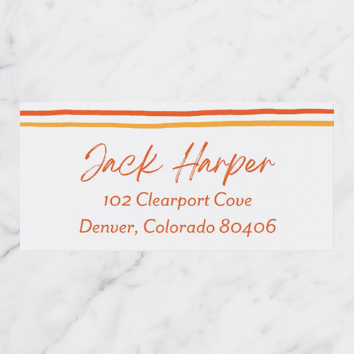 Doubled Lines Address Label, Orange, Address Label, Matte, Sunset