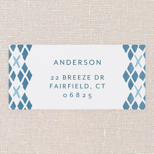 Stamped Argyle Address Label, Blue, Address Label, Matte