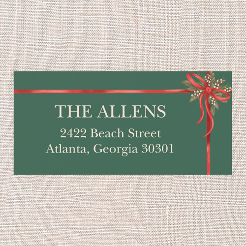 Classic Bow Address Label, Green, Address Label, Matte, Avocado