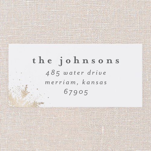 Snowflake Impression Address Label, Yellow, Address Label, Matte, Golden