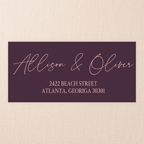Refined Penmanship Wedding Address Label, Purple, Address Label, Matte, Merlot