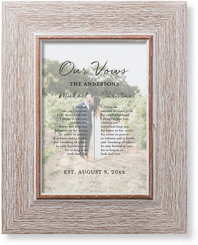 Ingrained Love Vows Art Print, Rustic, Signature Card Stock, 5x7, White, white